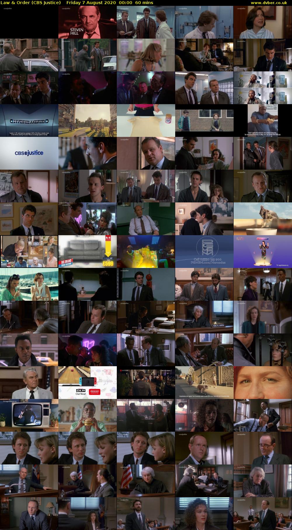 Law & Order (CBS Justice) Friday 7 August 2020 00:00 - 01:00
