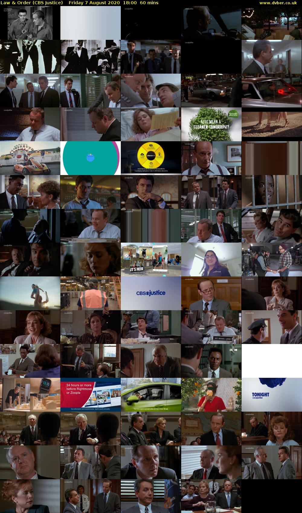 Law & Order (CBS Justice) Friday 7 August 2020 18:00 - 19:00