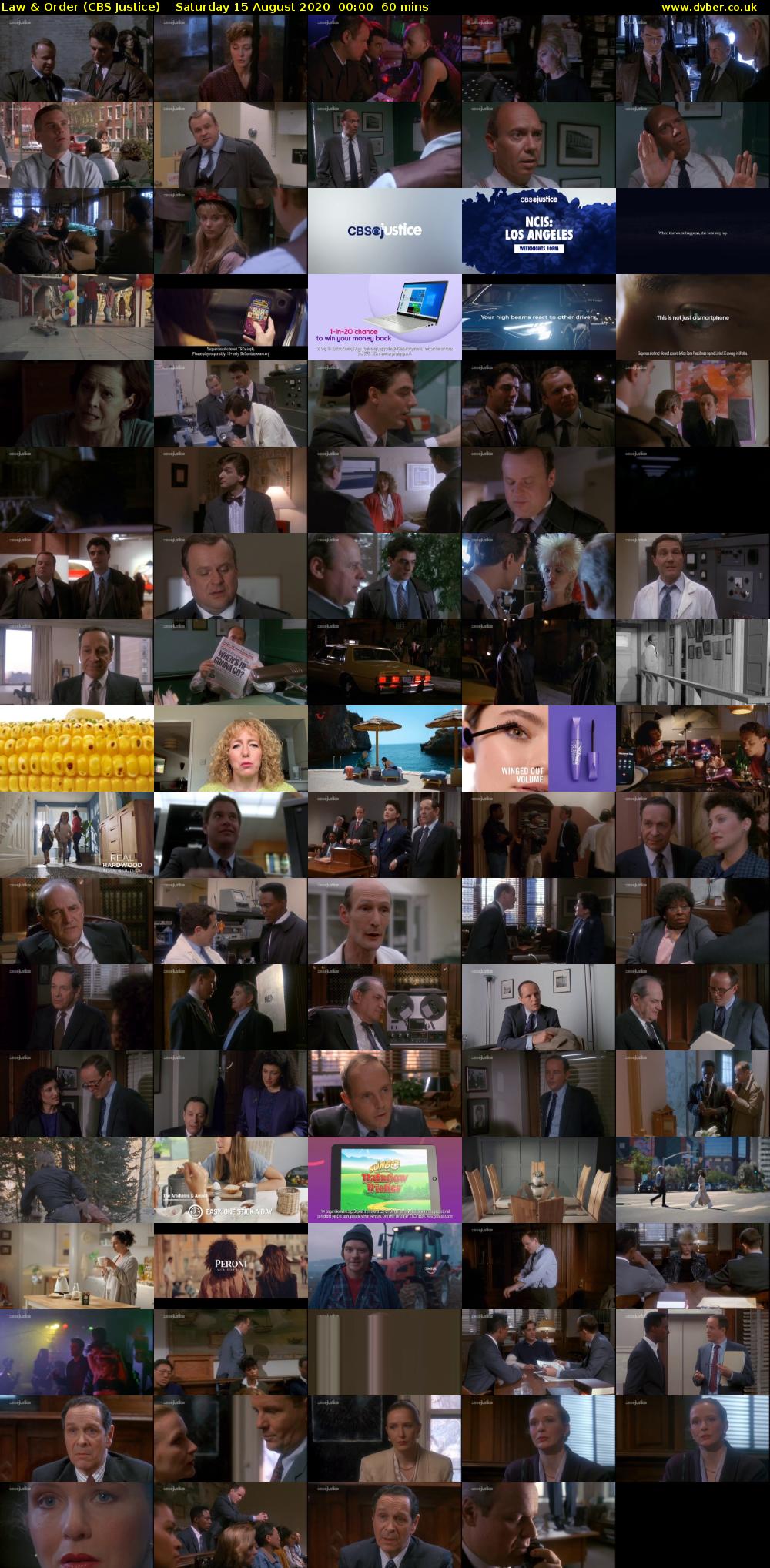 Law & Order (CBS Justice) Saturday 15 August 2020 00:00 - 01:00