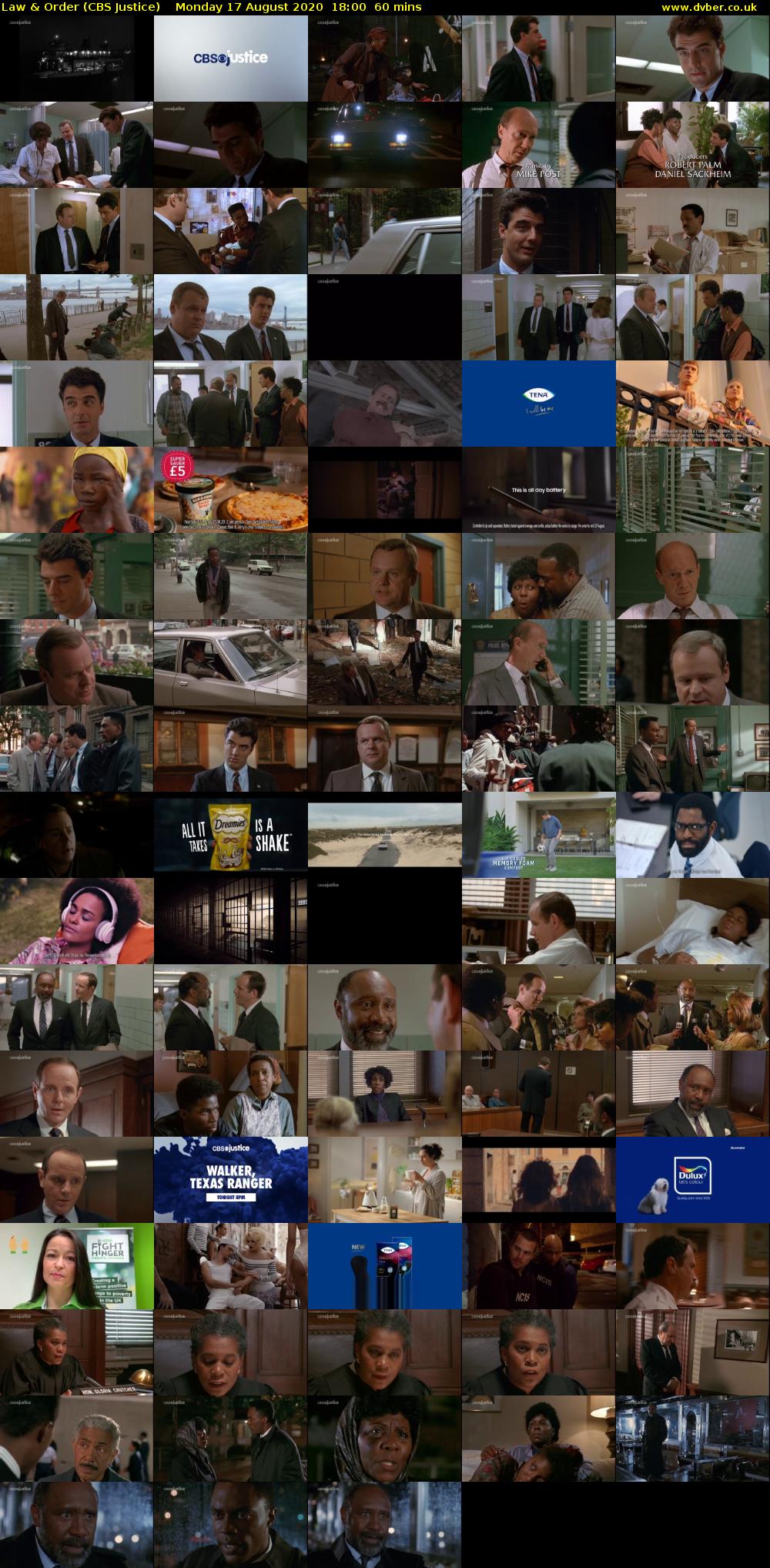 Law & Order (CBS Justice) Monday 17 August 2020 18:00 - 19:00
