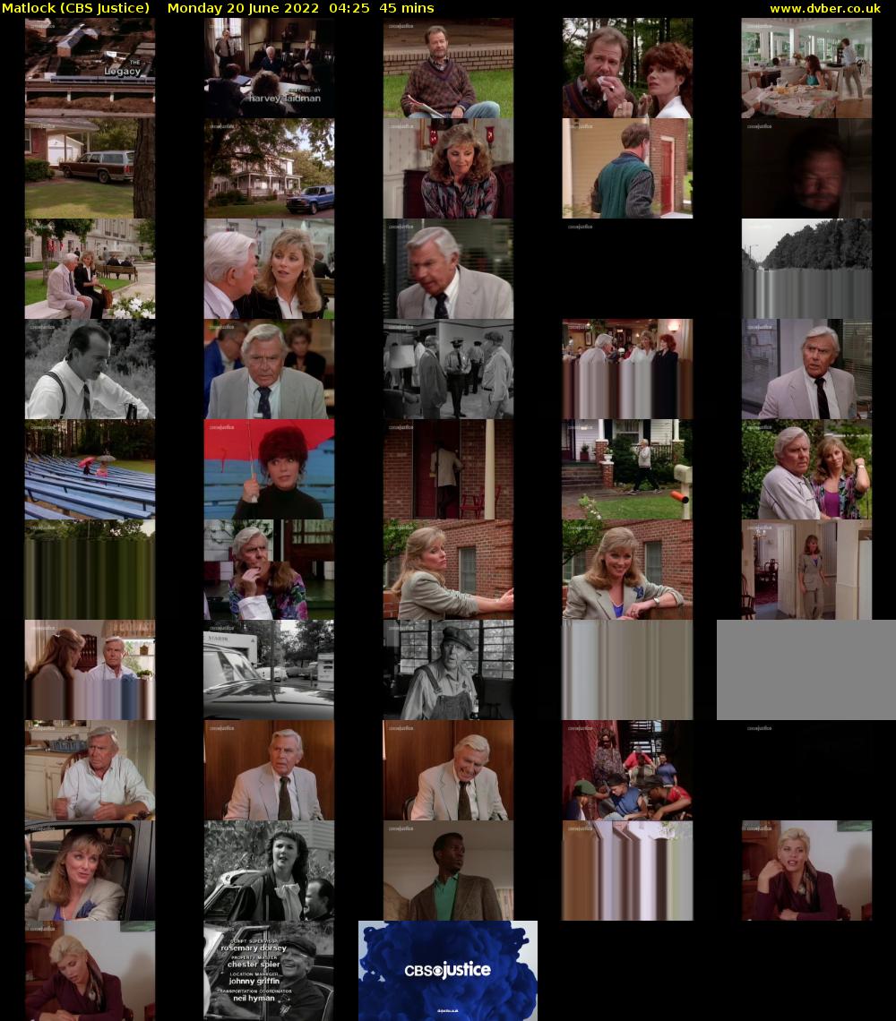 Matlock (CBS Justice) Monday 20 June 2022 04:25 - 05:10