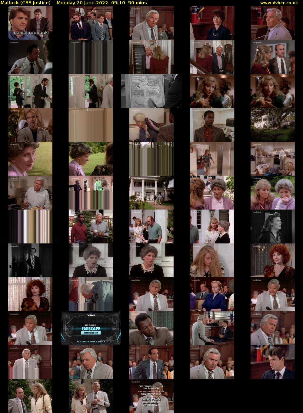 Matlock (CBS Justice) Monday 20 June 2022 05:10 - 06:00
