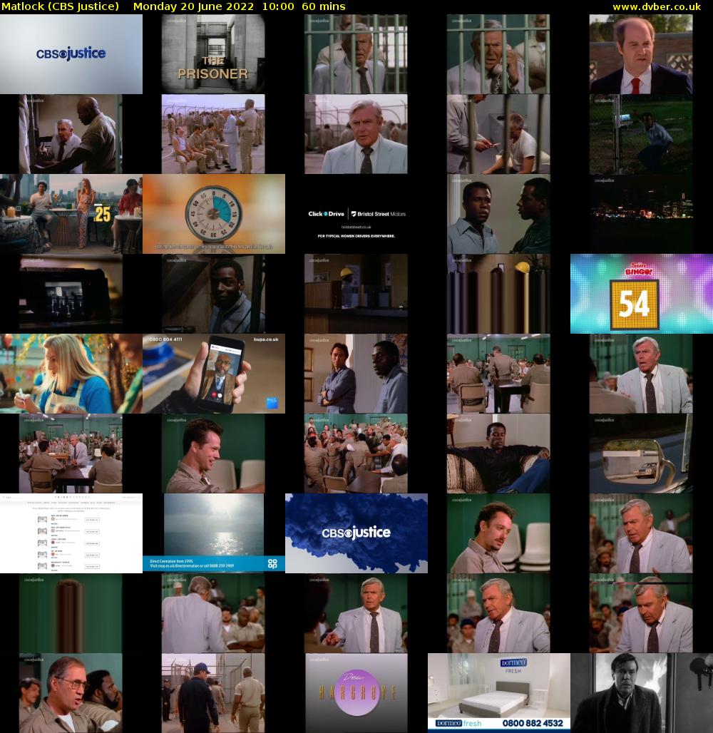 Matlock (CBS Justice) Monday 20 June 2022 10:00 - 11:00