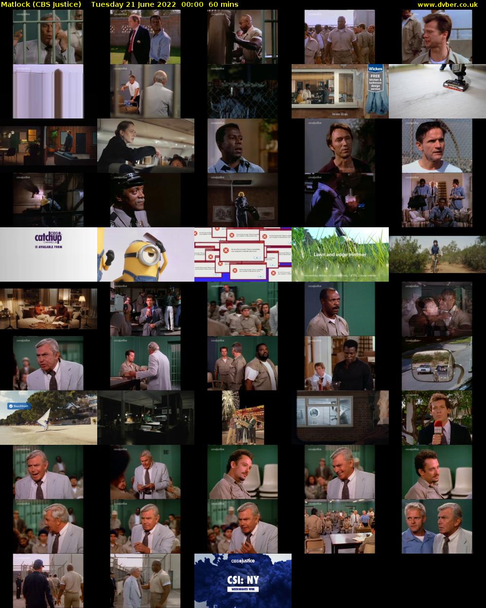 Matlock (CBS Justice) Tuesday 21 June 2022 00:00 - 01:00