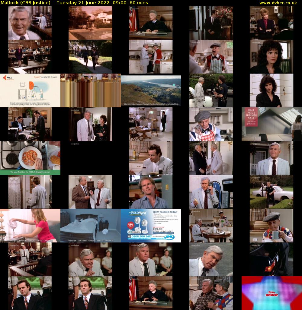 Matlock (CBS Justice) Tuesday 21 June 2022 09:00 - 10:00