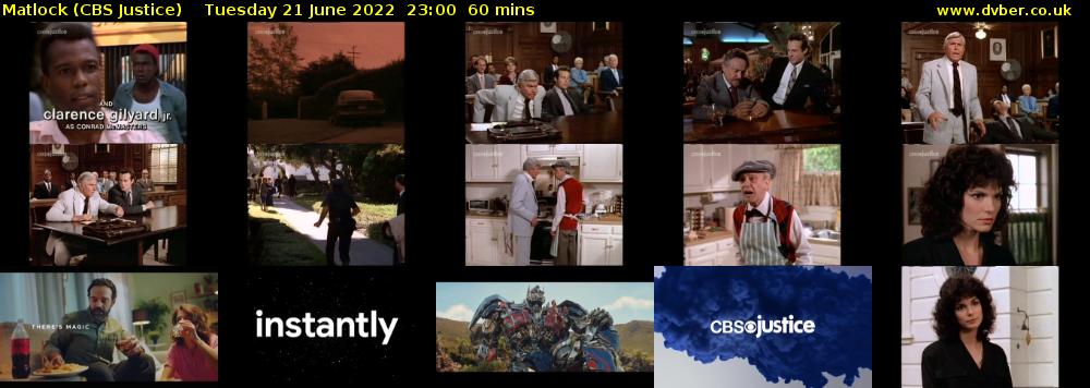Matlock (CBS Justice) Tuesday 21 June 2022 23:00 - 00:00