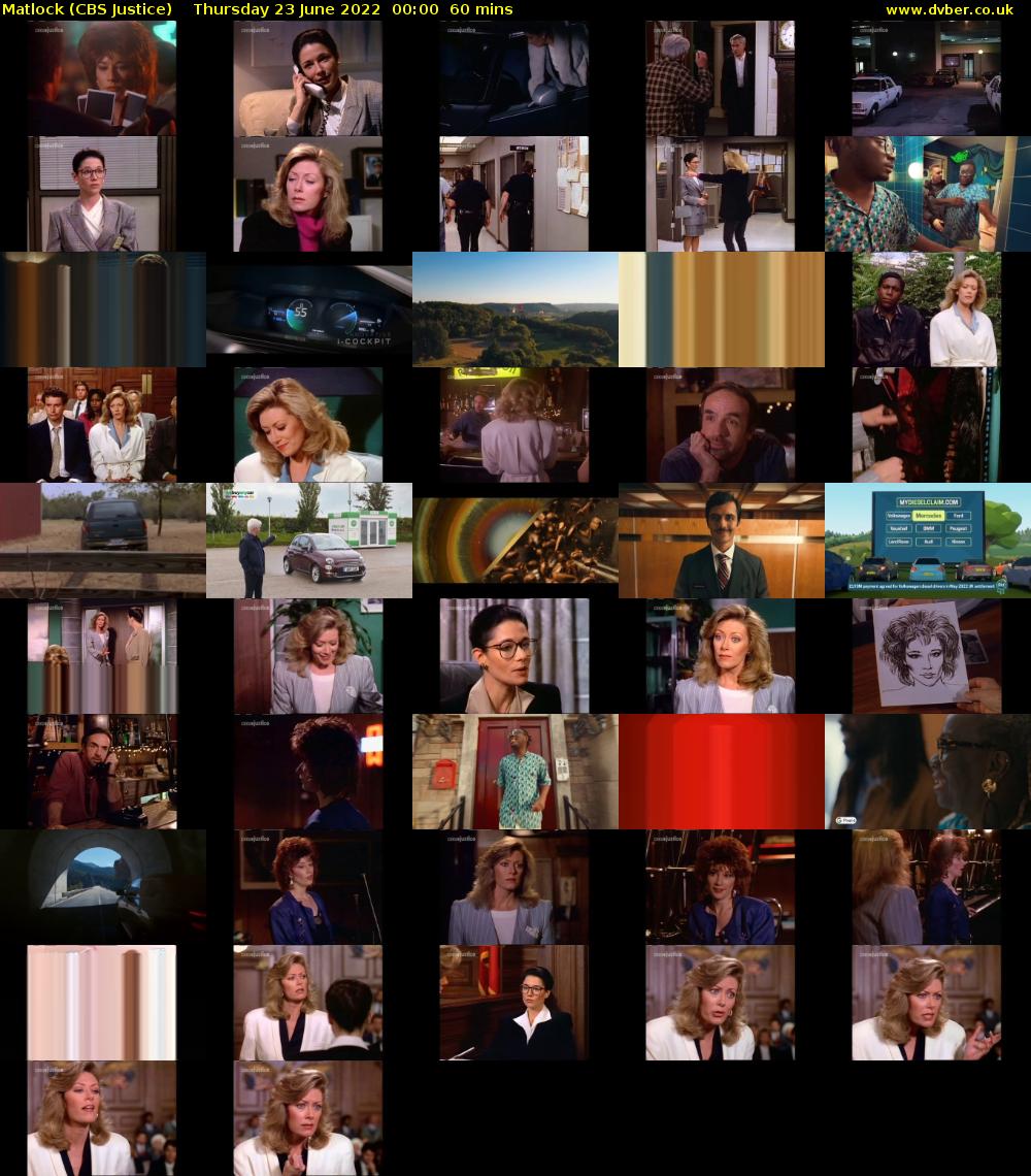 Matlock (CBS Justice) Thursday 23 June 2022 00:00 - 01:00