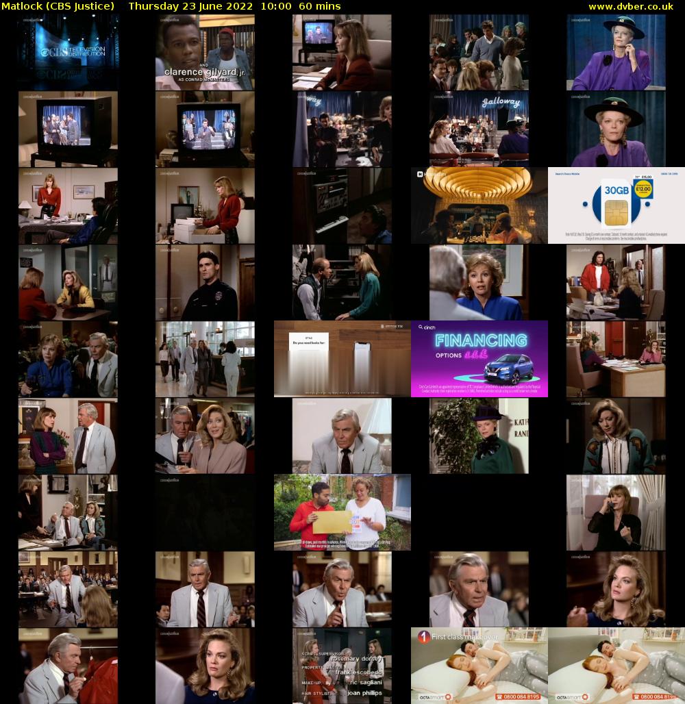 Matlock (CBS Justice) Thursday 23 June 2022 10:00 - 11:00
