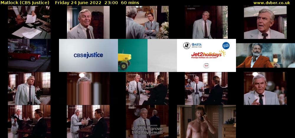Matlock (CBS Justice) Friday 24 June 2022 23:00 - 00:00