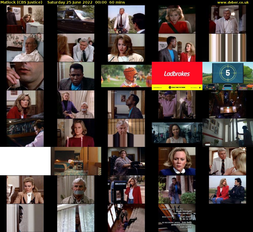 Matlock (CBS Justice) Saturday 25 June 2022 00:00 - 01:00
