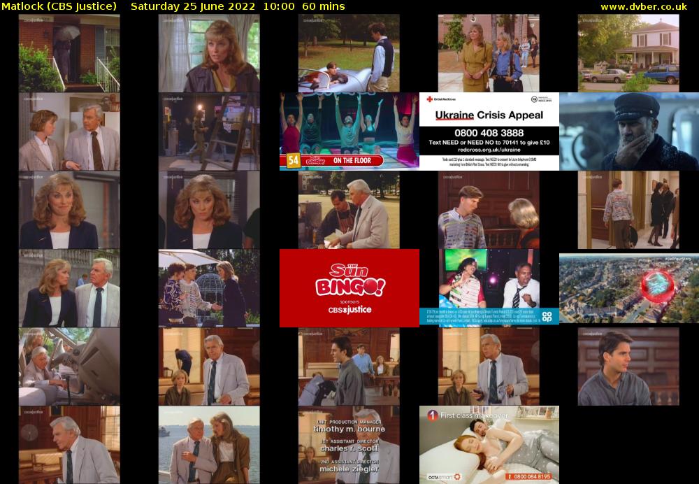 Matlock (CBS Justice) Saturday 25 June 2022 10:00 - 11:00