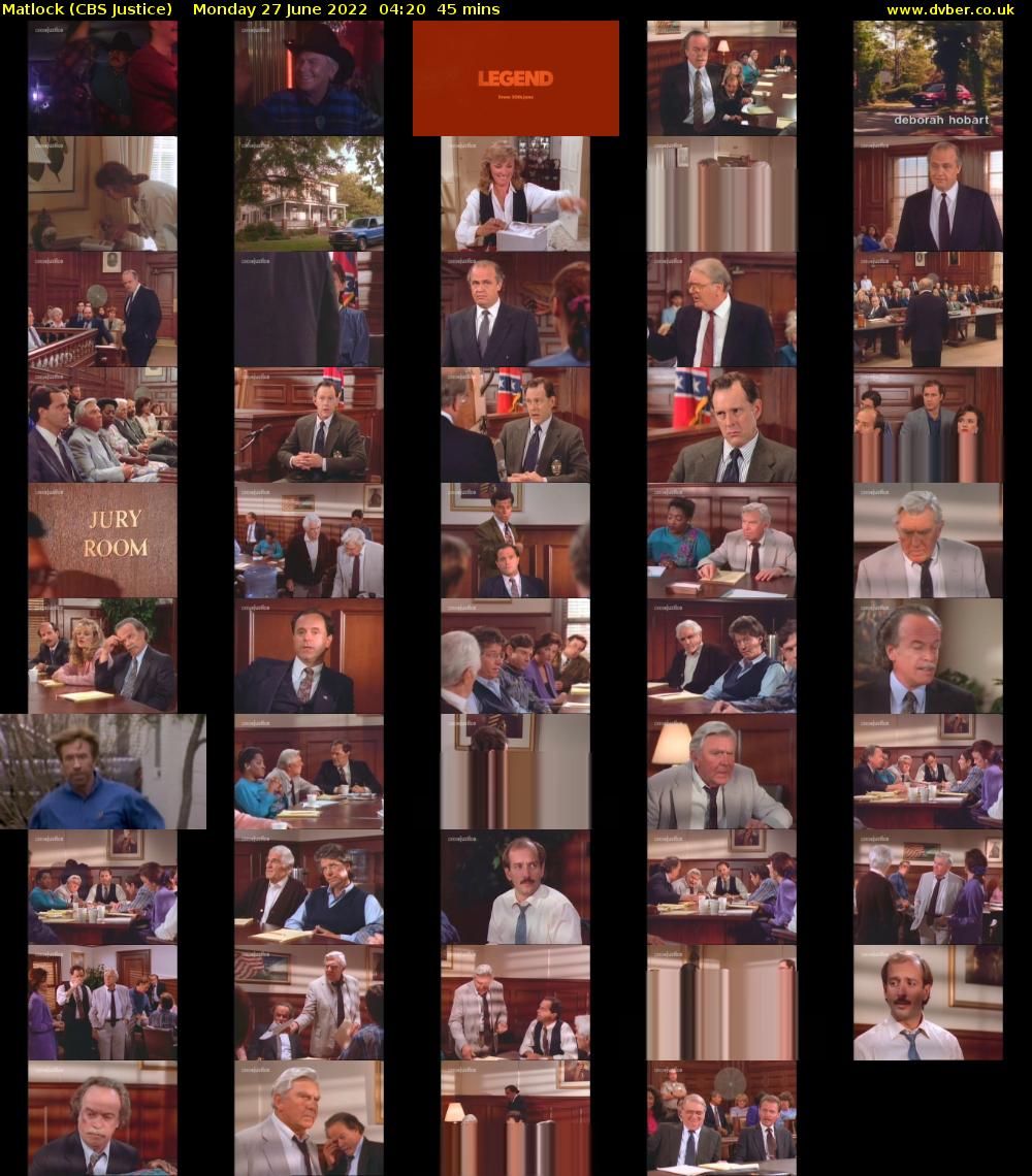Matlock (CBS Justice) Monday 27 June 2022 04:20 - 05:05