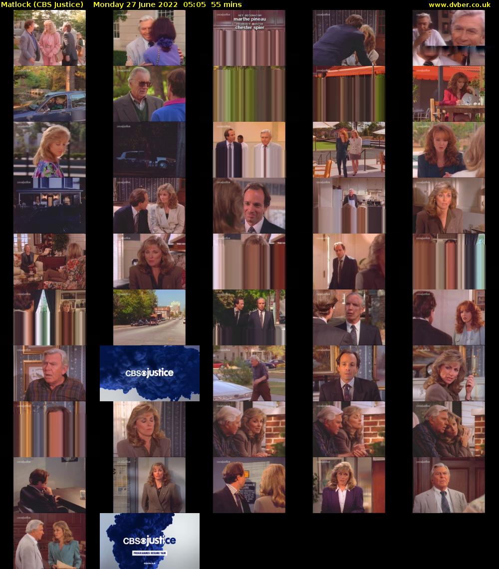 Matlock (CBS Justice) Monday 27 June 2022 05:05 - 06:00
