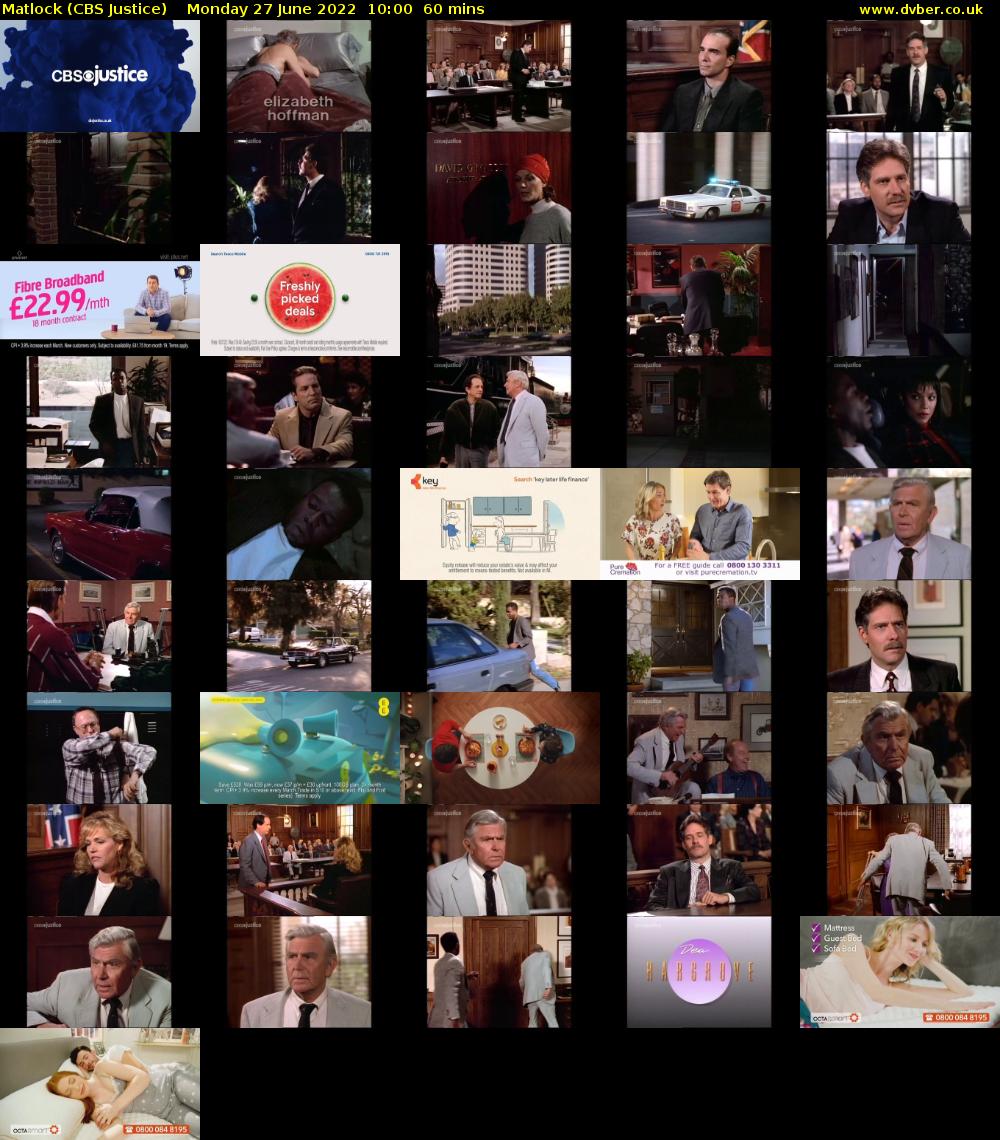 Matlock (CBS Justice) Monday 27 June 2022 10:00 - 11:00