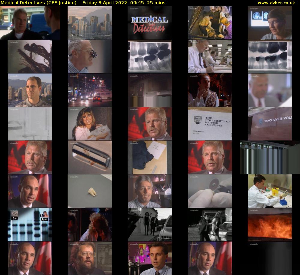 Medical Detectives (CBS Justice) Friday 8 April 2022 04:45 - 05:10