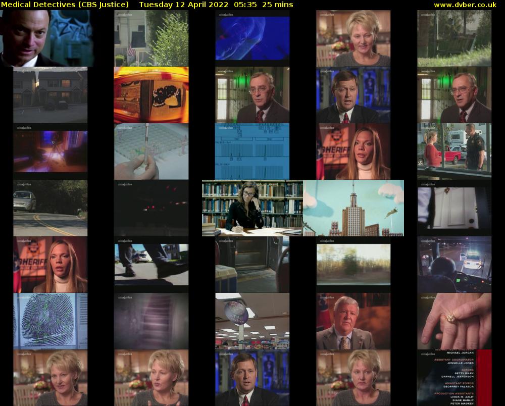 Medical Detectives (CBS Justice) Tuesday 12 April 2022 05:35 - 06:00