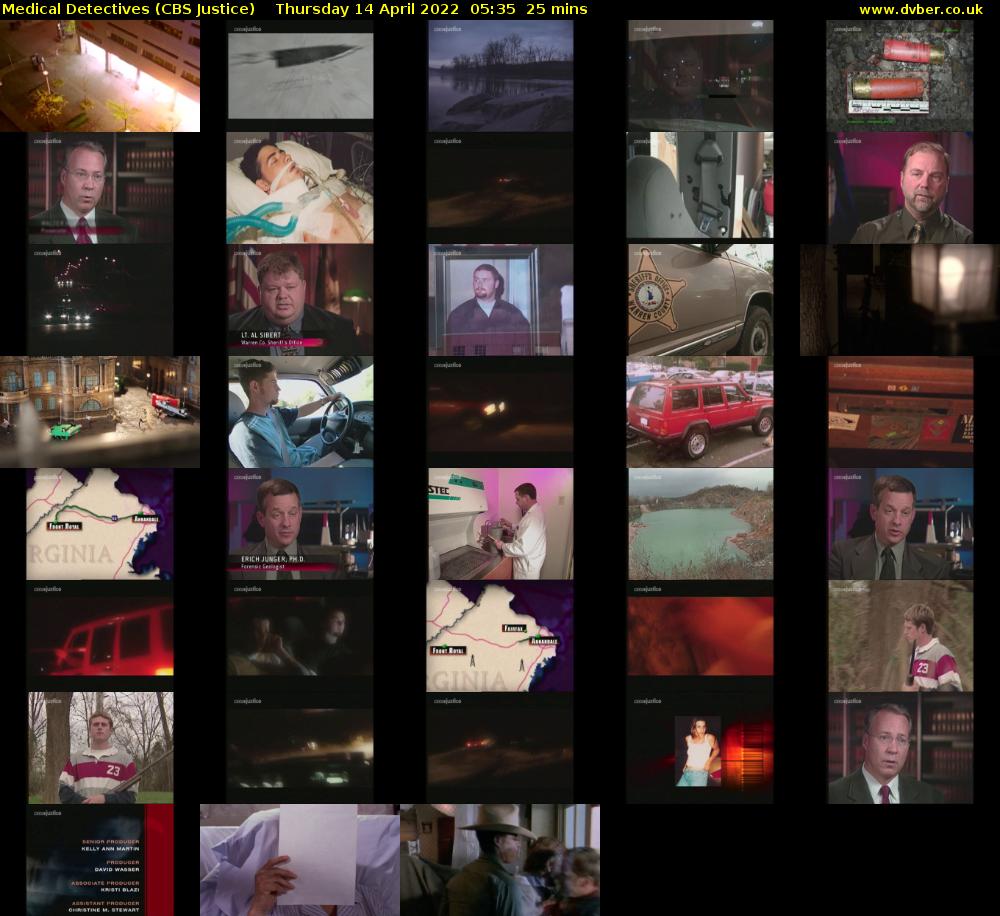 Medical Detectives (CBS Justice) Thursday 14 April 2022 05:35 - 06:00