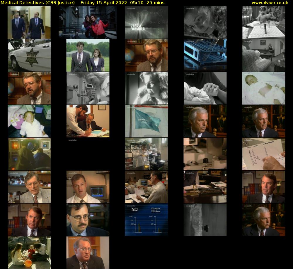 Medical Detectives (CBS Justice) Friday 15 April 2022 05:10 - 05:35