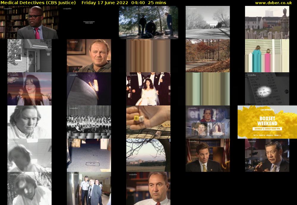 Medical Detectives (CBS Justice) Friday 17 June 2022 04:40 - 05:05