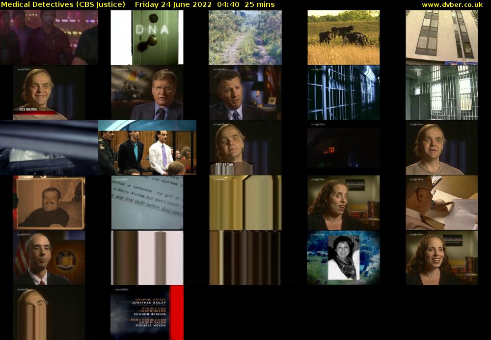 Medical Detectives (CBS Justice) Friday 24 June 2022 04:40 - 05:05