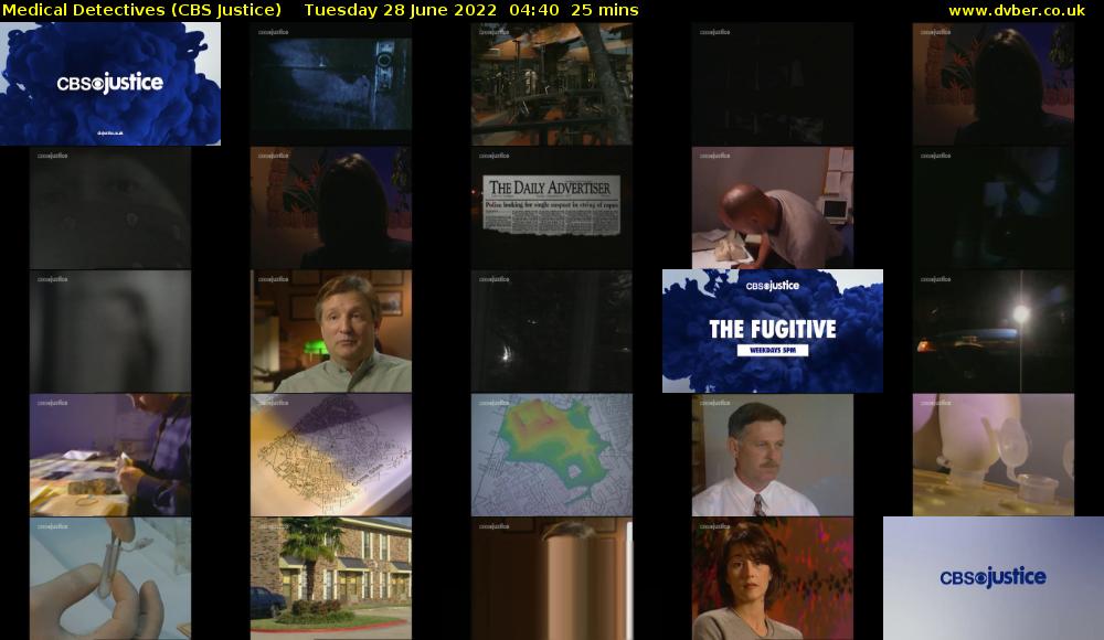 Medical Detectives (CBS Justice) Tuesday 28 June 2022 04:40 - 05:05