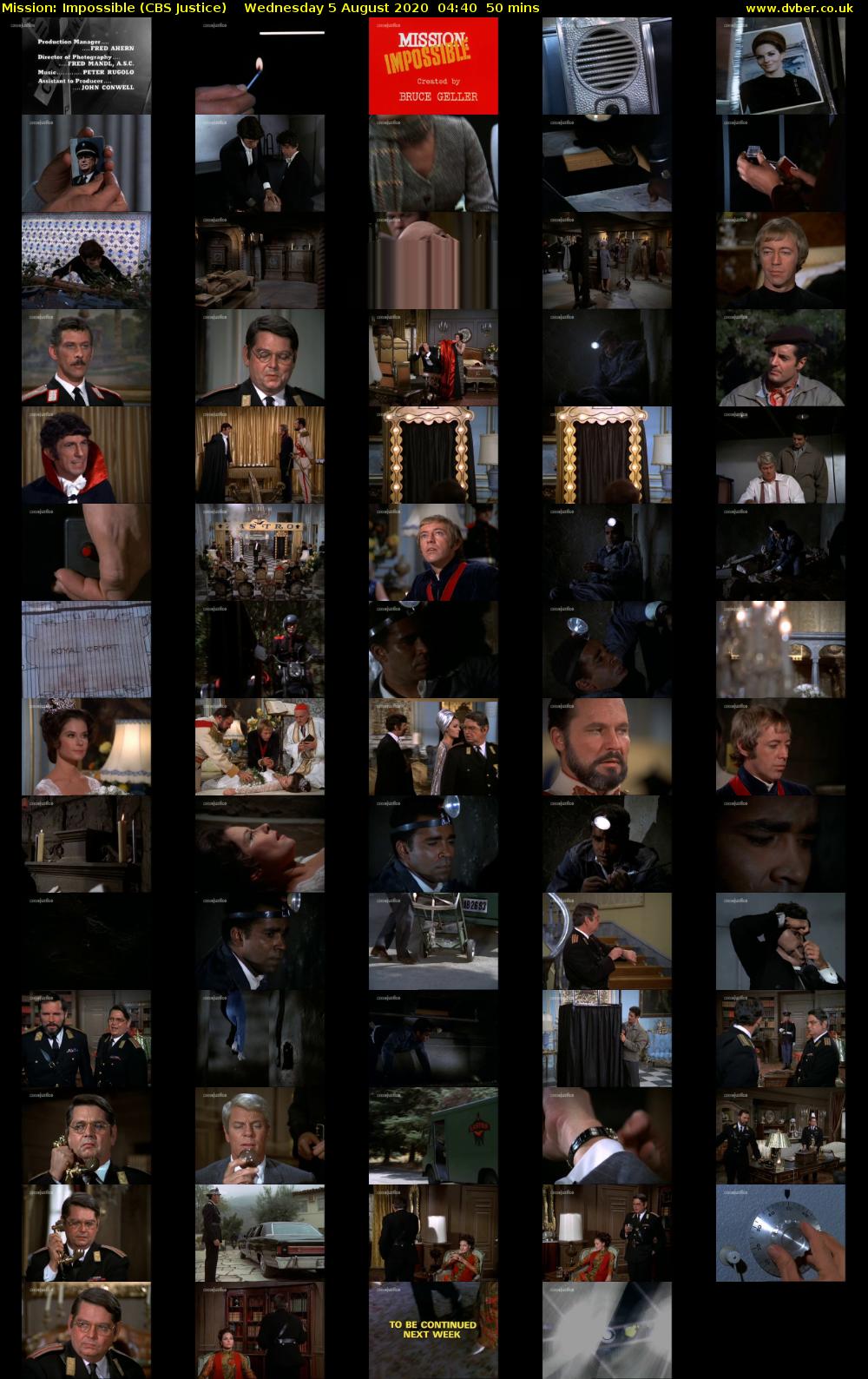 Mission: Impossible (CBS Justice) Wednesday 5 August 2020 04:40 - 05:30
