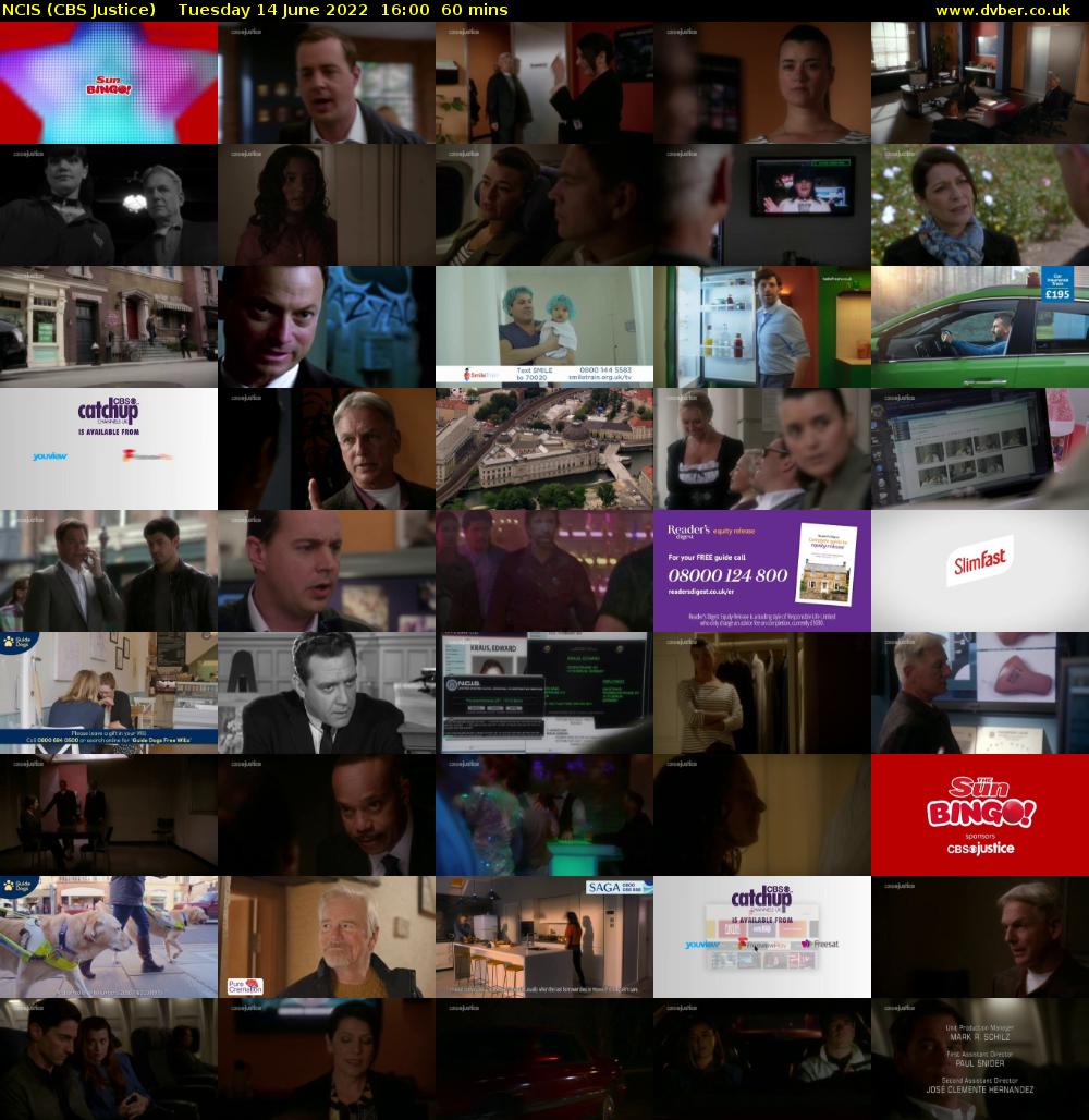 NCIS (CBS Justice) Tuesday 14 June 2022 16:00 - 17:00