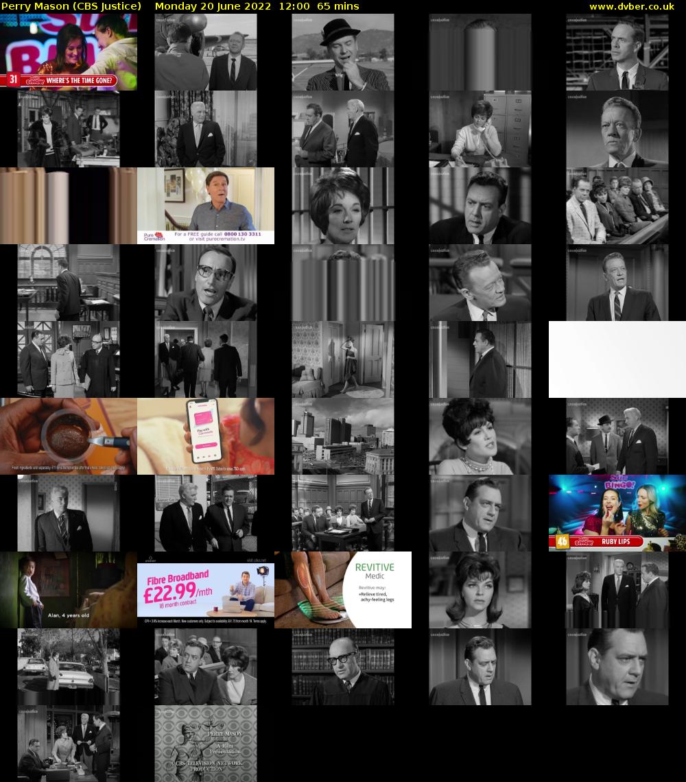 Perry Mason (CBS Justice) Monday 20 June 2022 12:00 - 13:05