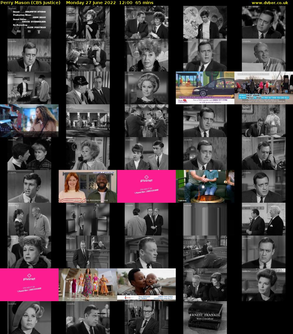 Perry Mason (CBS Justice) Monday 27 June 2022 12:00 - 13:05