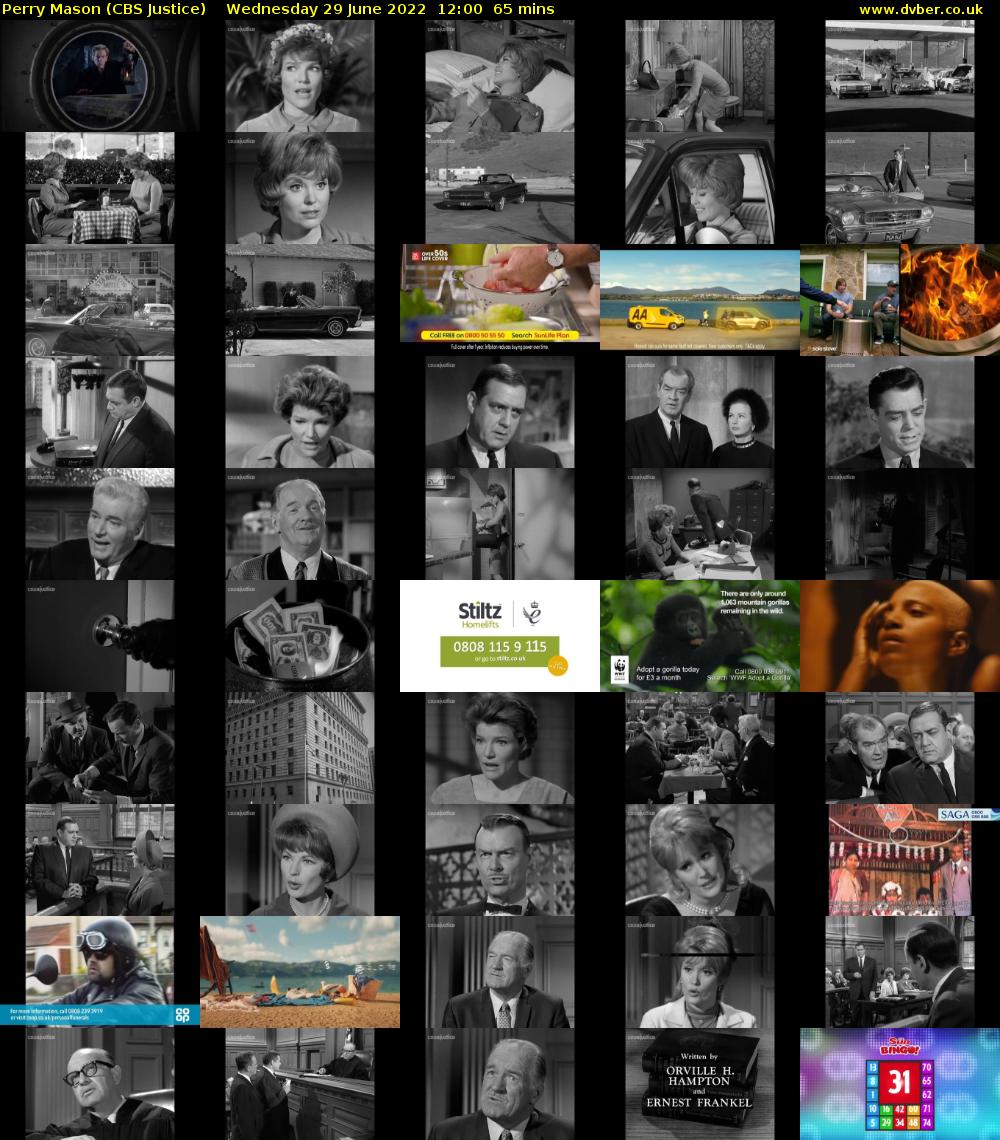 Perry Mason (CBS Justice) Wednesday 29 June 2022 12:00 - 13:05