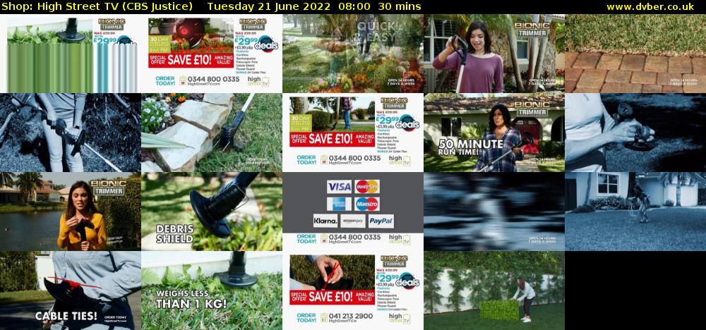 Shop: High Street TV (CBS Justice) Tuesday 21 June 2022 08:00 - 08:30