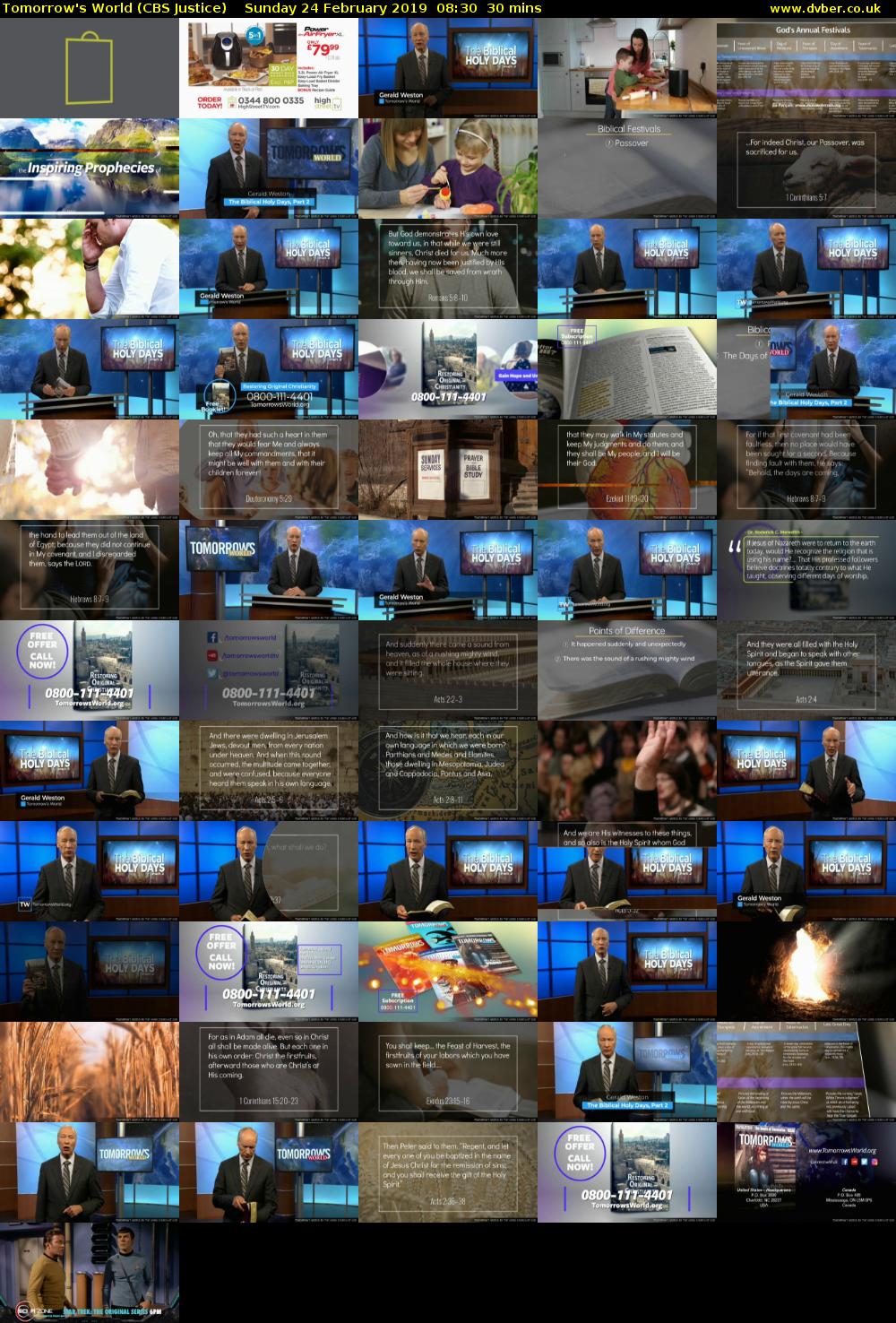 Tomorrow's World (CBS Justice) Sunday 24 February 2019 08:30 - 09:00