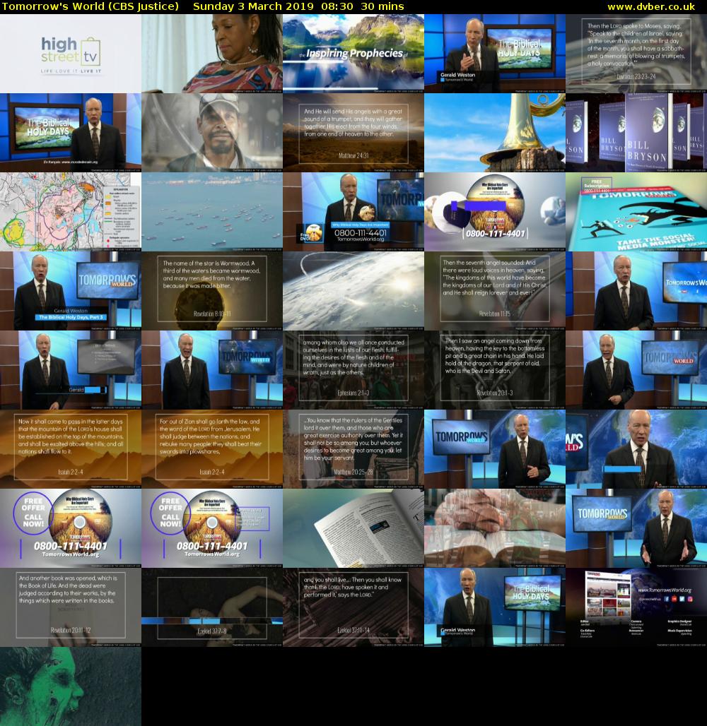 Tomorrow's World (CBS Justice) Sunday 3 March 2019 08:30 - 09:00