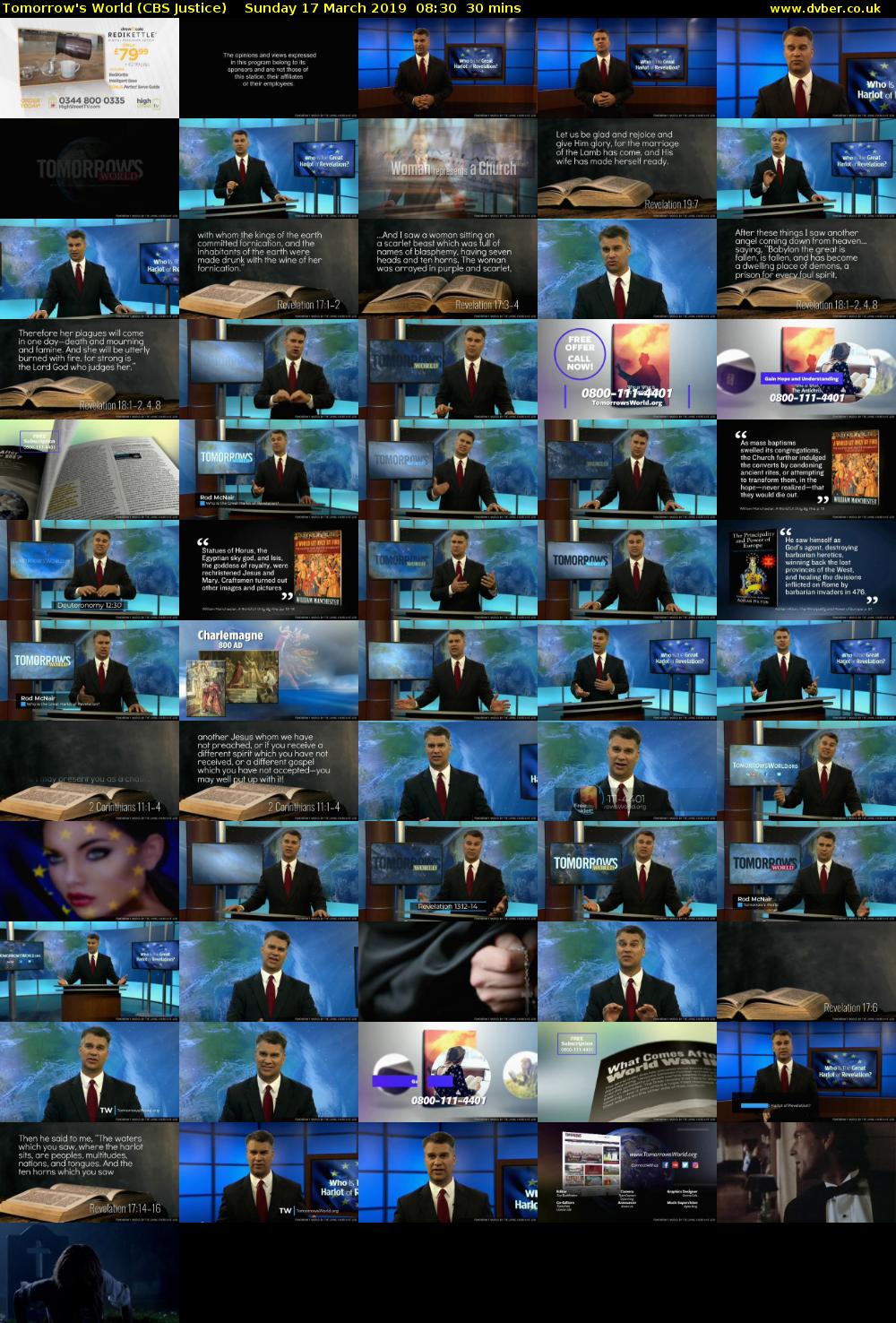 Tomorrow's World (CBS Justice) Sunday 17 March 2019 08:30 - 09:00