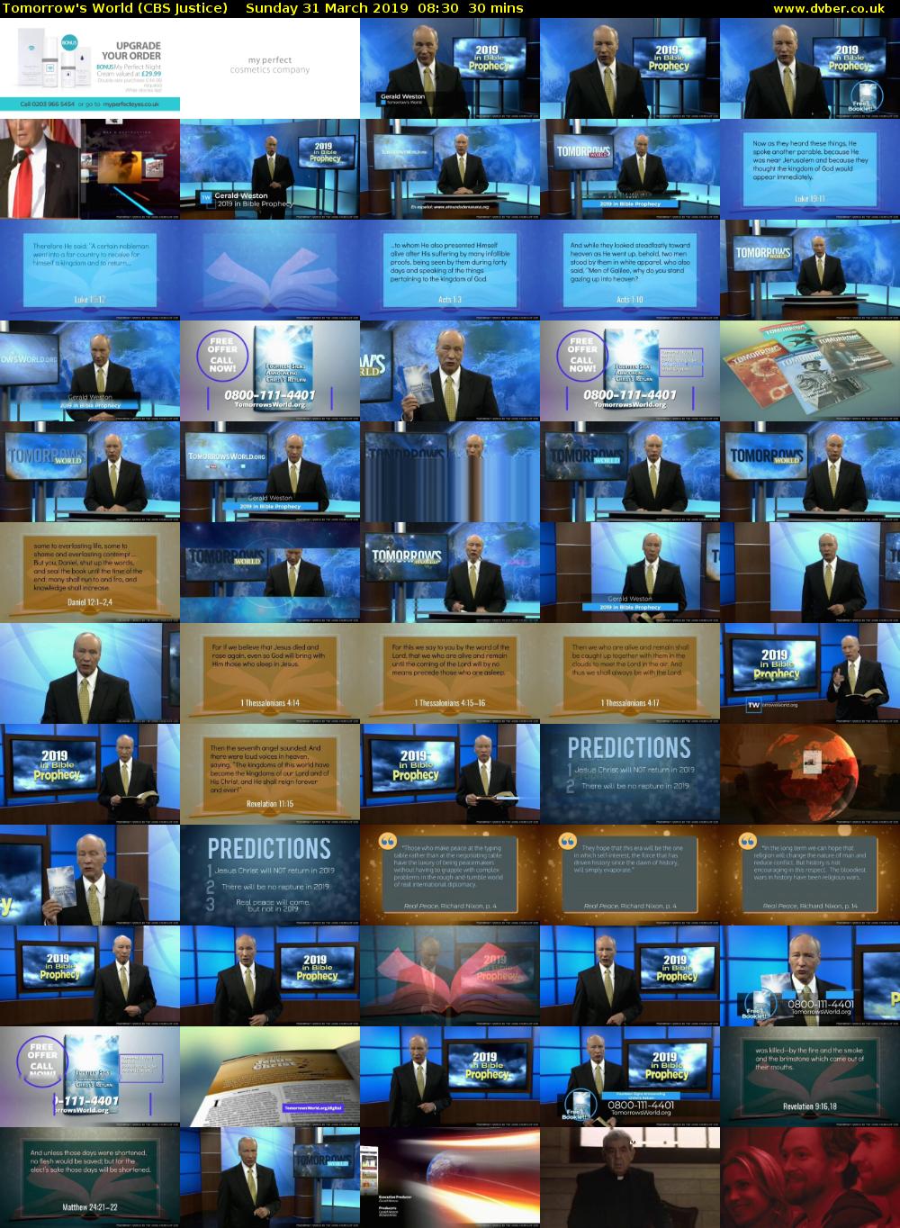 Tomorrow's World (CBS Justice) Sunday 31 March 2019 08:30 - 09:00