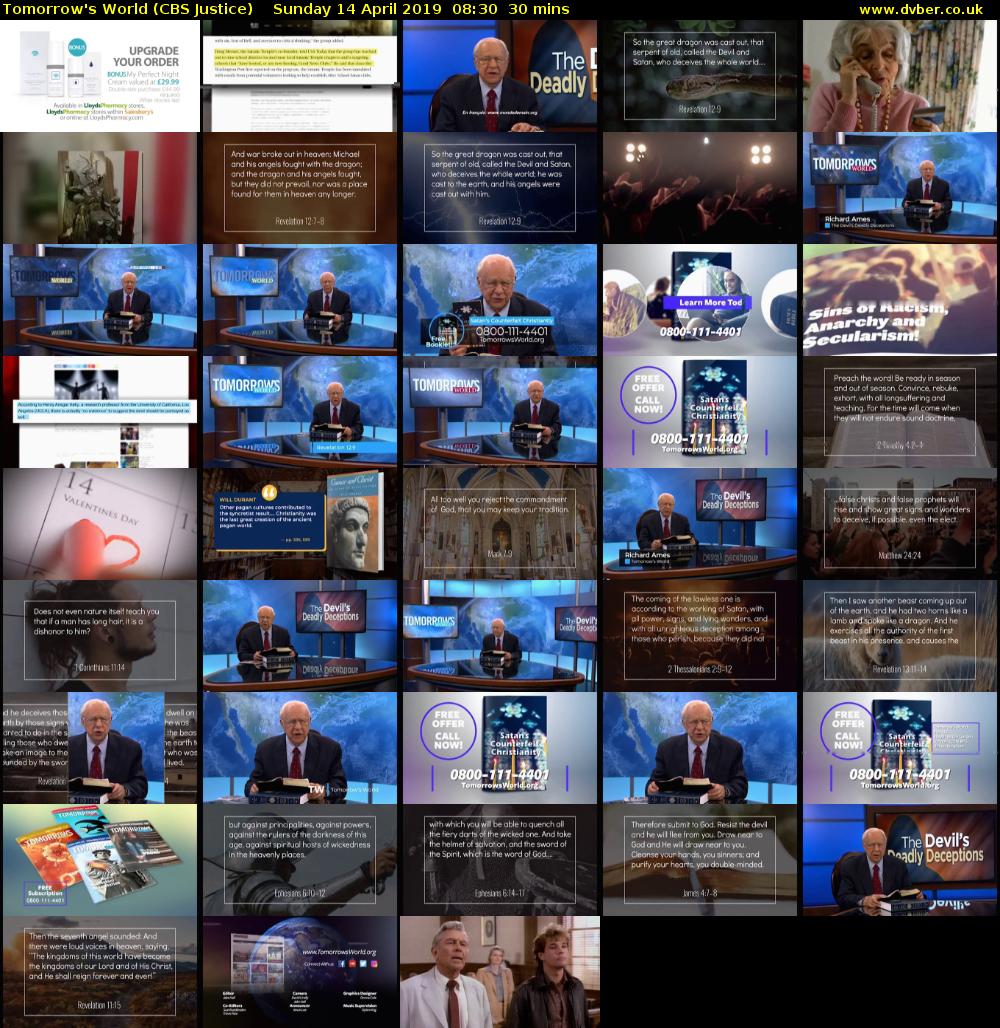 Tomorrow's World (CBS Justice) Sunday 14 April 2019 08:30 - 09:00