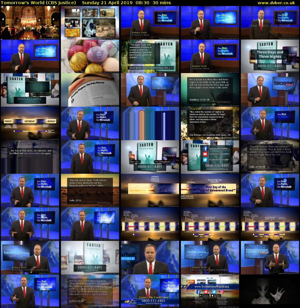Tomorrow's World (CBS Justice) Sunday 21 April 2019 08:30 - 09:00
