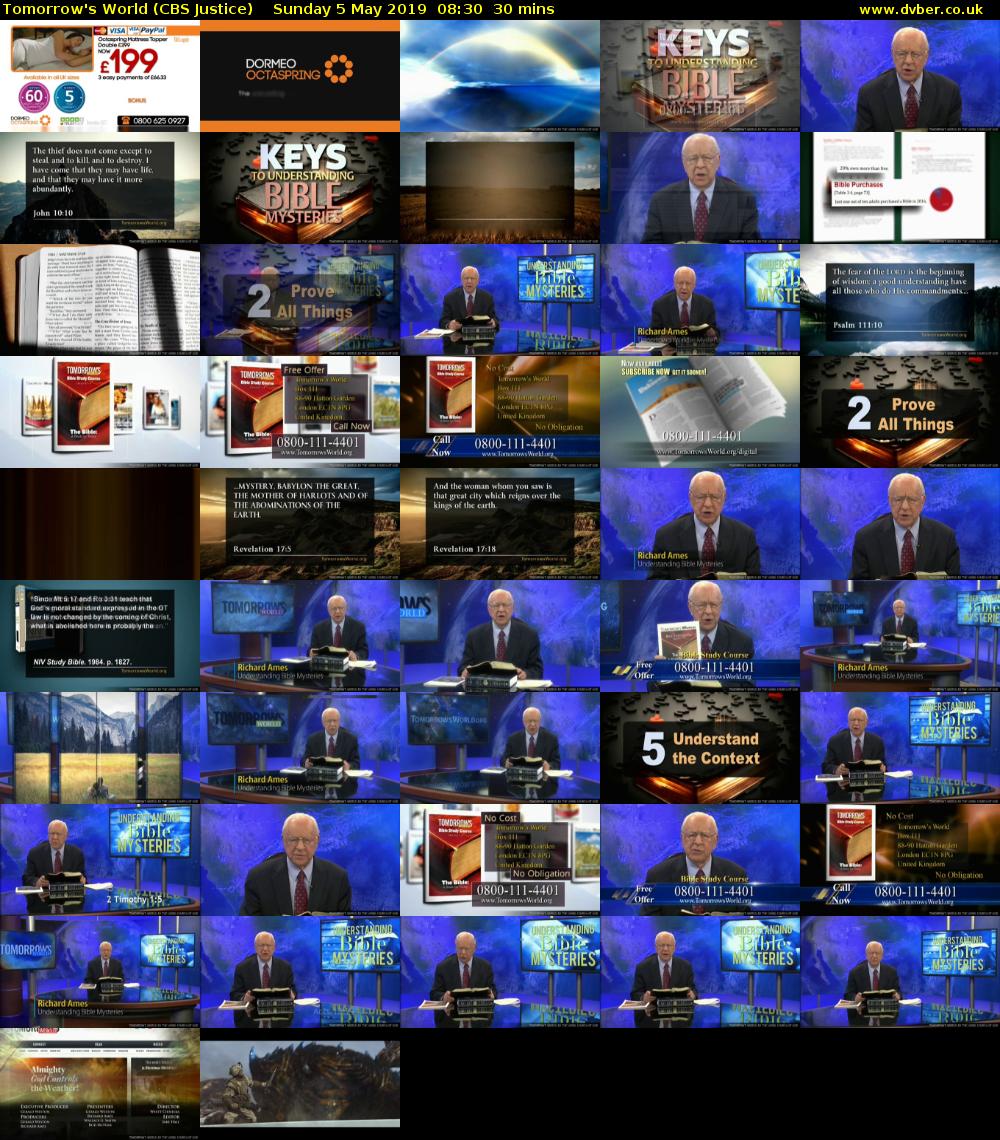 Tomorrow's World (CBS Justice) Sunday 5 May 2019 08:30 - 09:00