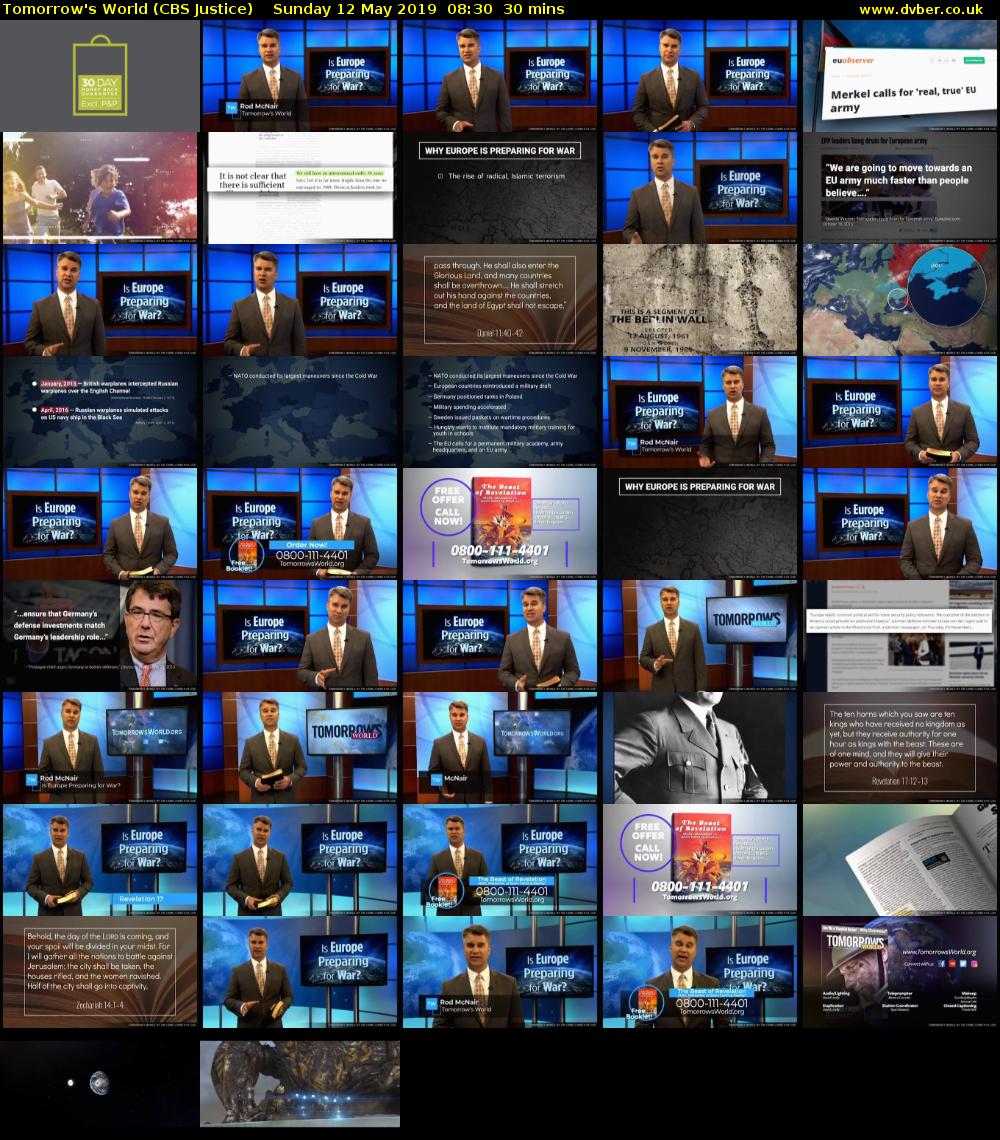 Tomorrow's World (CBS Justice) Sunday 12 May 2019 08:30 - 09:00