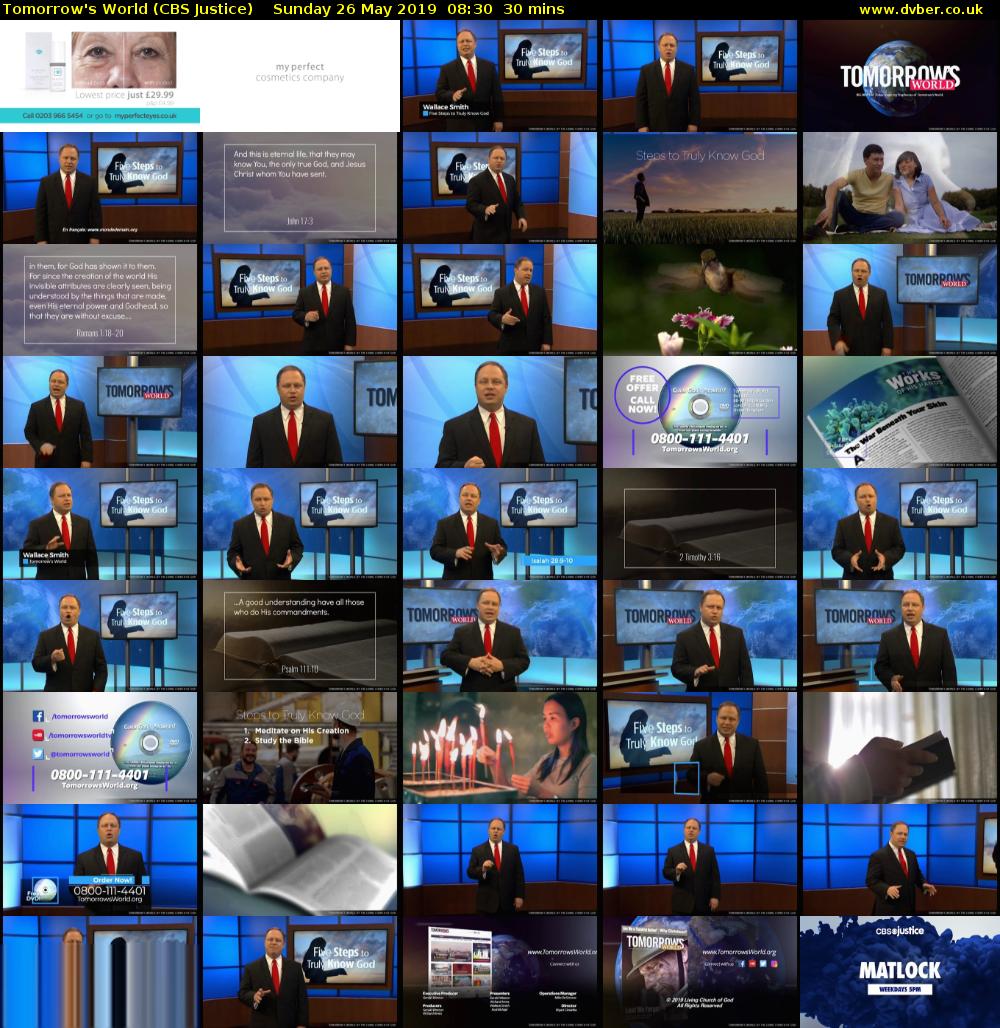 Tomorrow's World (CBS Justice) Sunday 26 May 2019 08:30 - 09:00