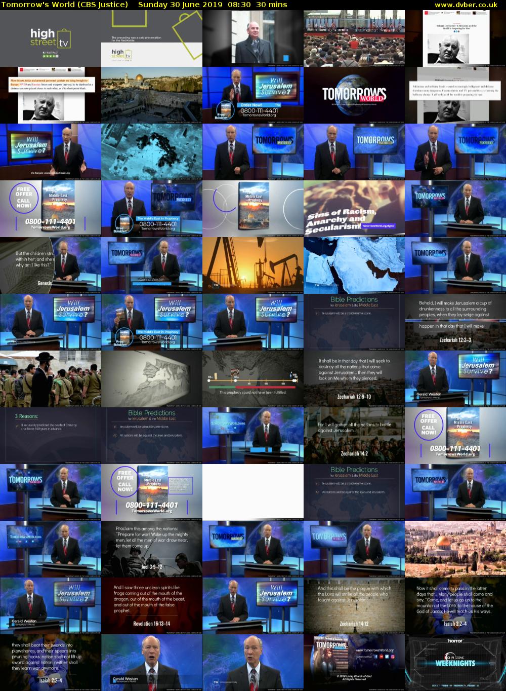 Tomorrow's World (CBS Justice) Sunday 30 June 2019 08:30 - 09:00