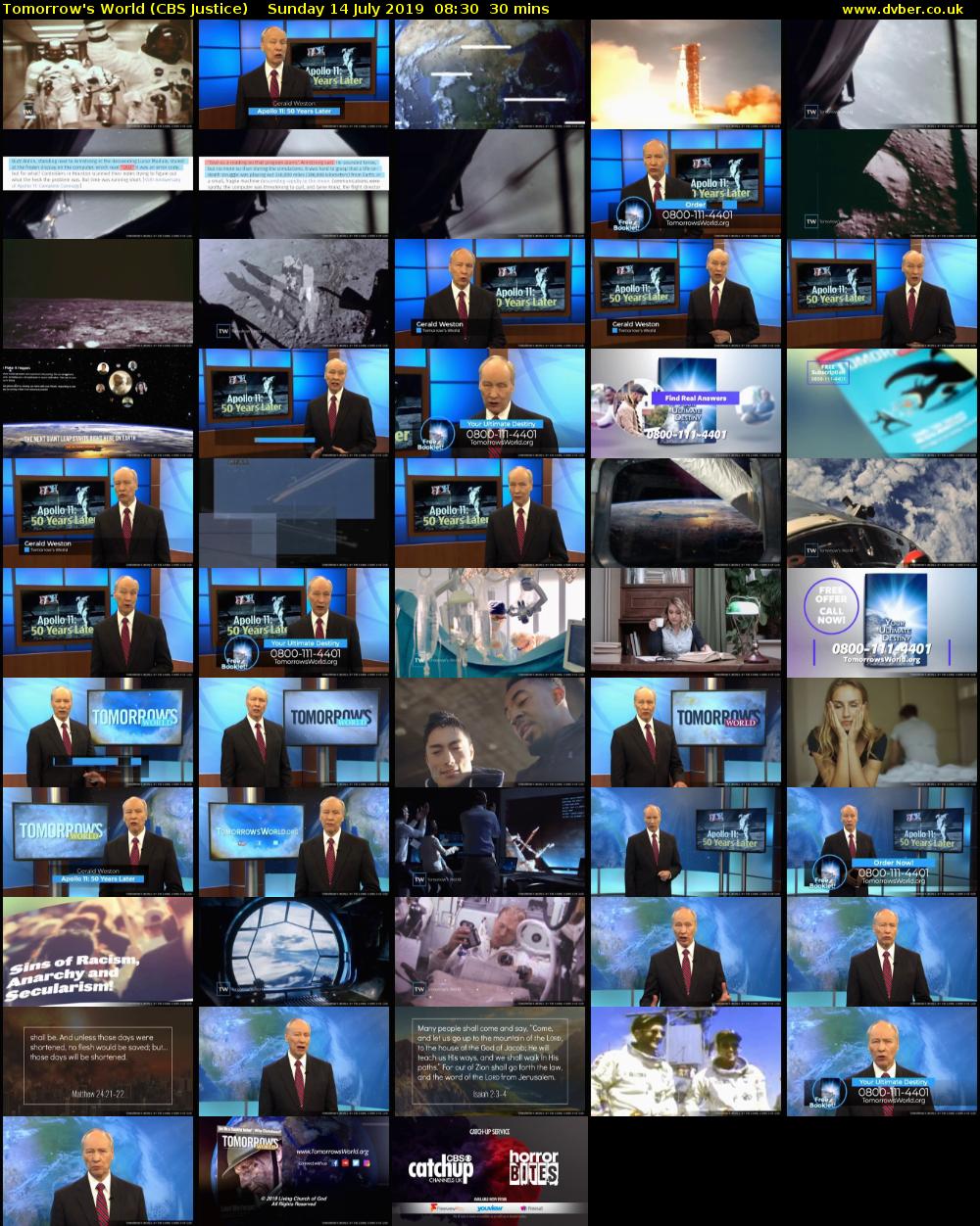 Tomorrow's World (CBS Justice) Sunday 14 July 2019 08:30 - 09:00