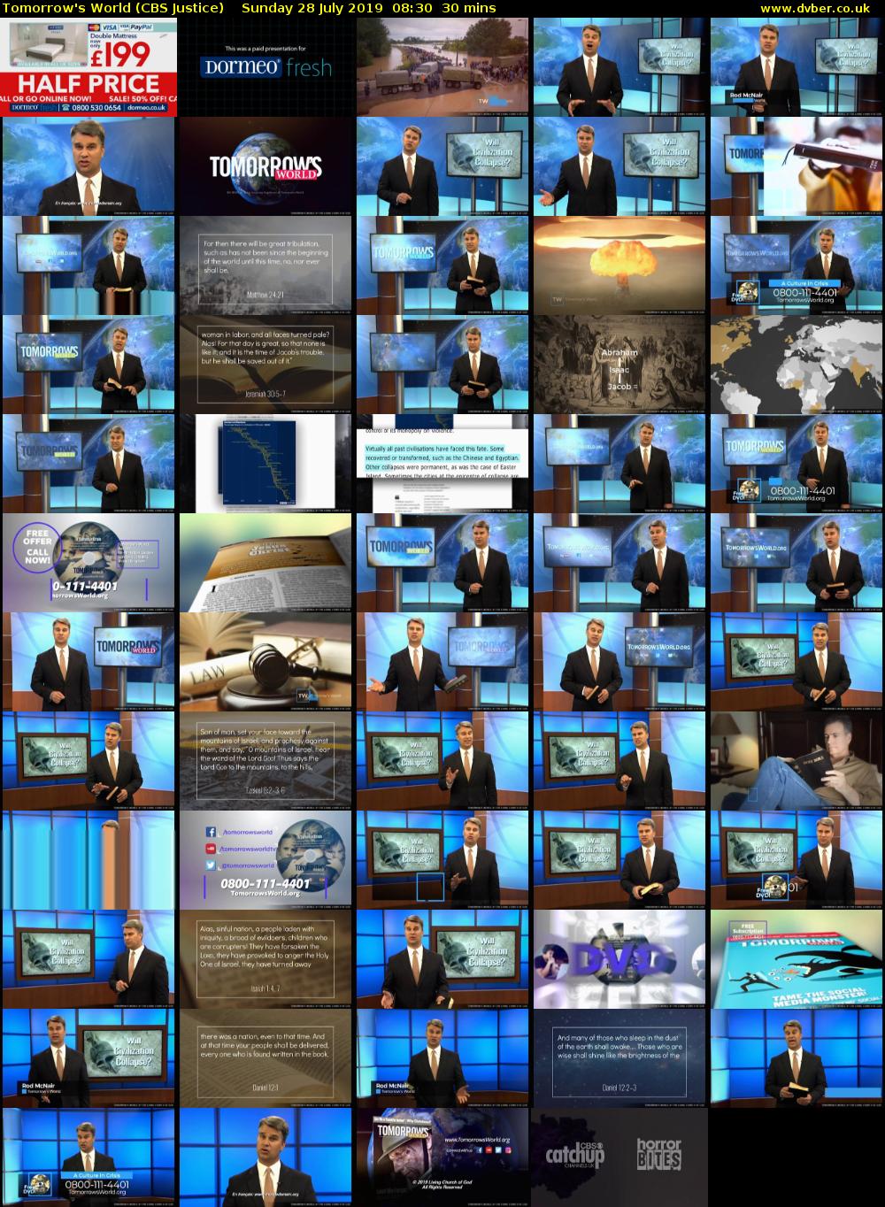 Tomorrow's World (CBS Justice) Sunday 28 July 2019 08:30 - 09:00