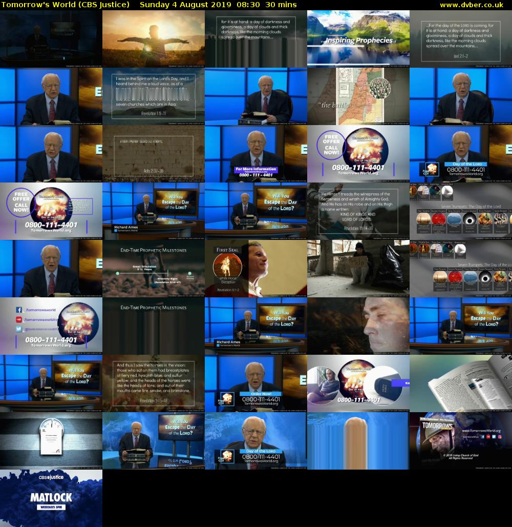 Tomorrow's World (CBS Justice) Sunday 4 August 2019 08:30 - 09:00