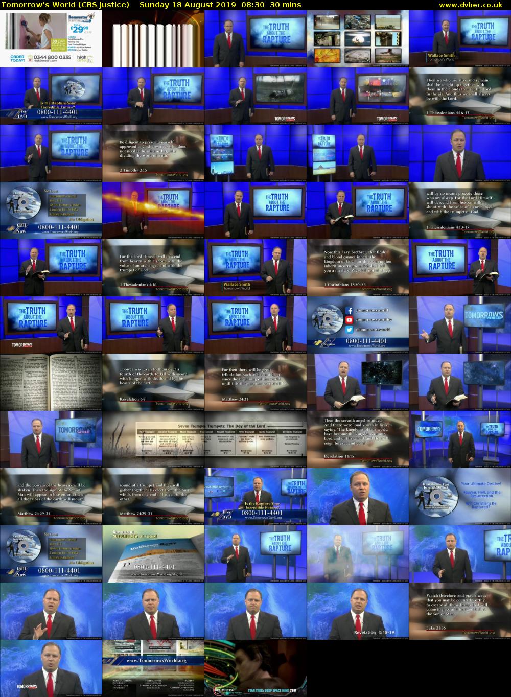 Tomorrow's World (CBS Justice) Sunday 18 August 2019 08:30 - 09:00