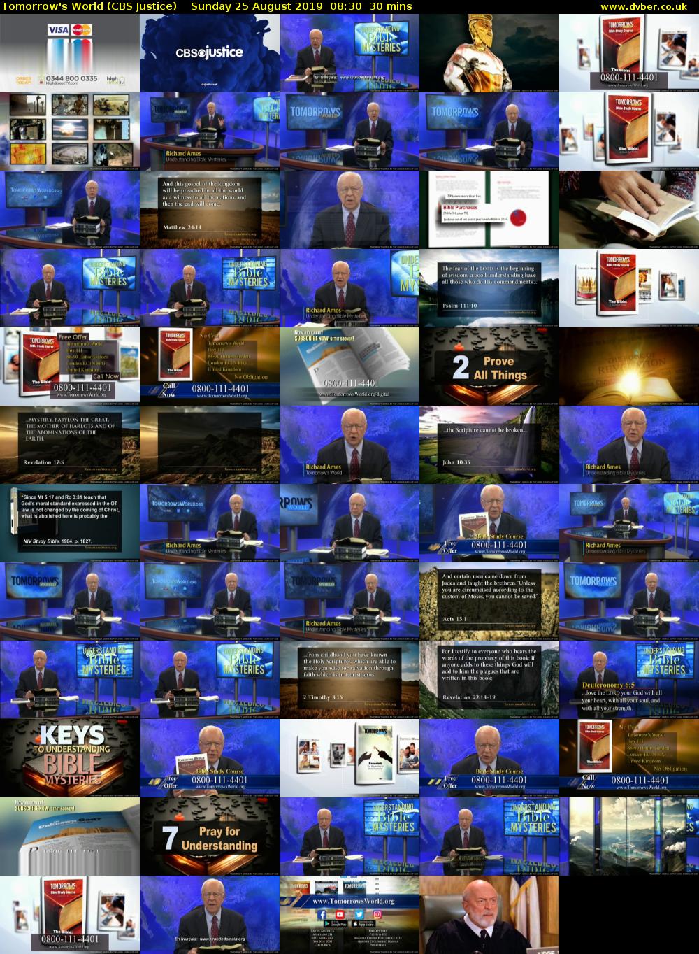 Tomorrow's World (CBS Justice) Sunday 25 August 2019 08:30 - 09:00