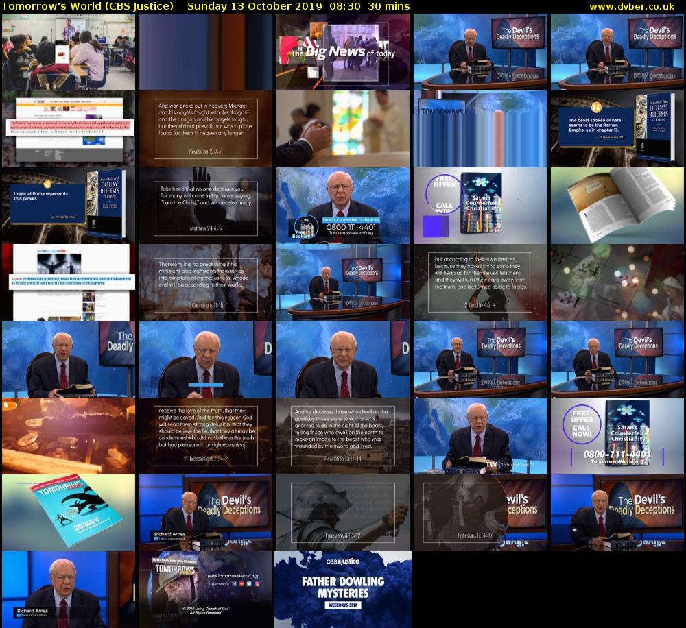 Tomorrow's World (CBS Justice) Sunday 13 October 2019 08:30 - 09:00