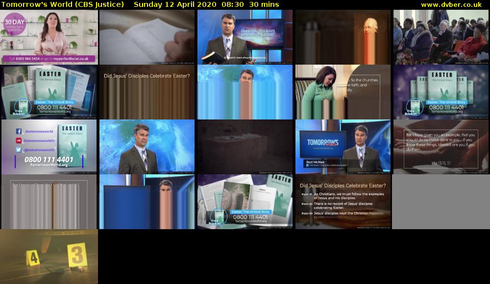 Tomorrow's World (CBS Justice) Sunday 12 April 2020 08:30 - 09:00