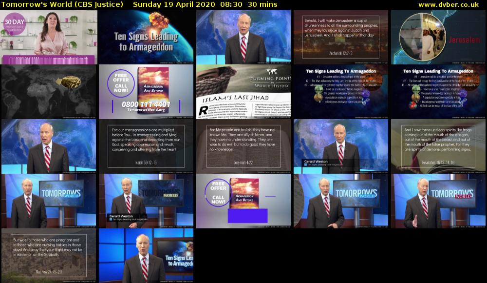 Tomorrow's World (CBS Justice) Sunday 19 April 2020 08:30 - 09:00