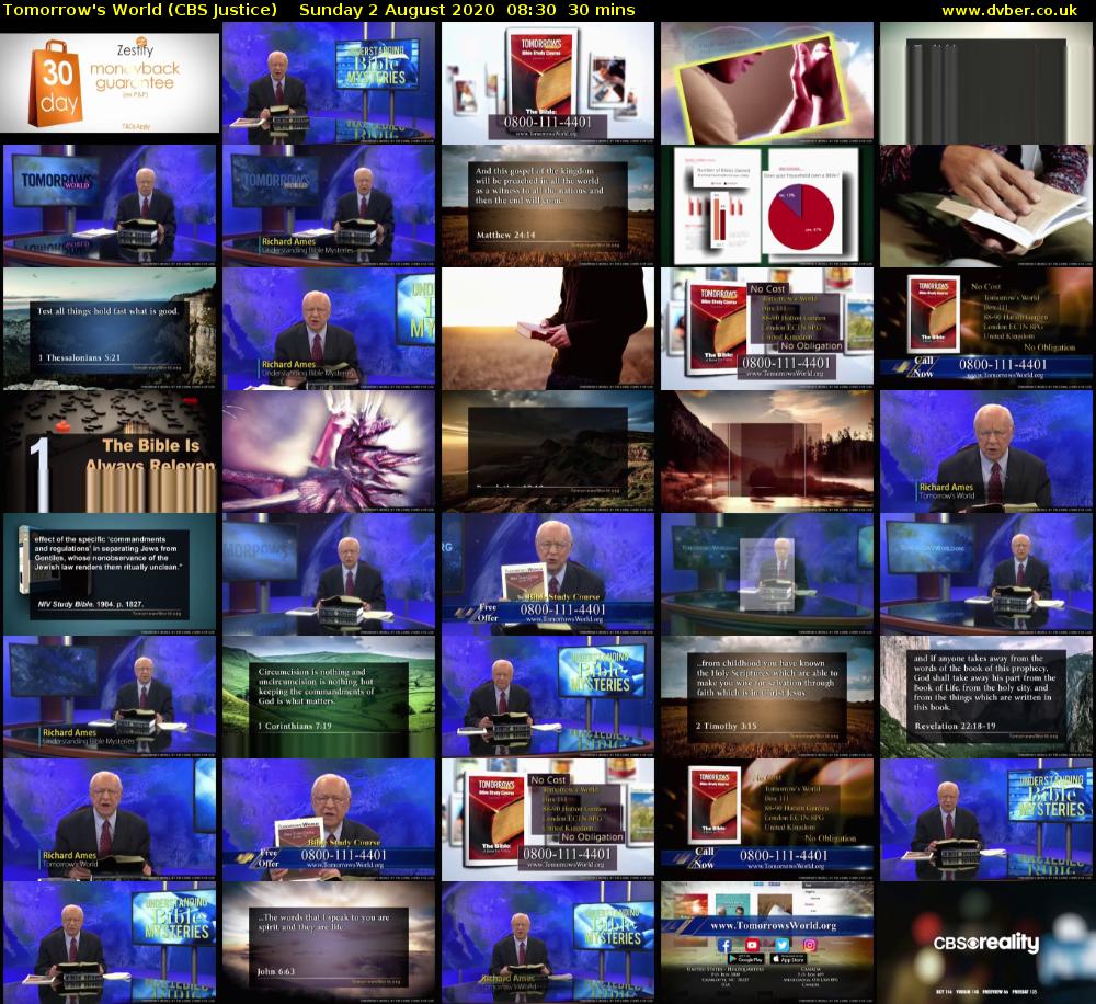 Tomorrow's World (CBS Justice) Sunday 2 August 2020 08:30 - 09:00